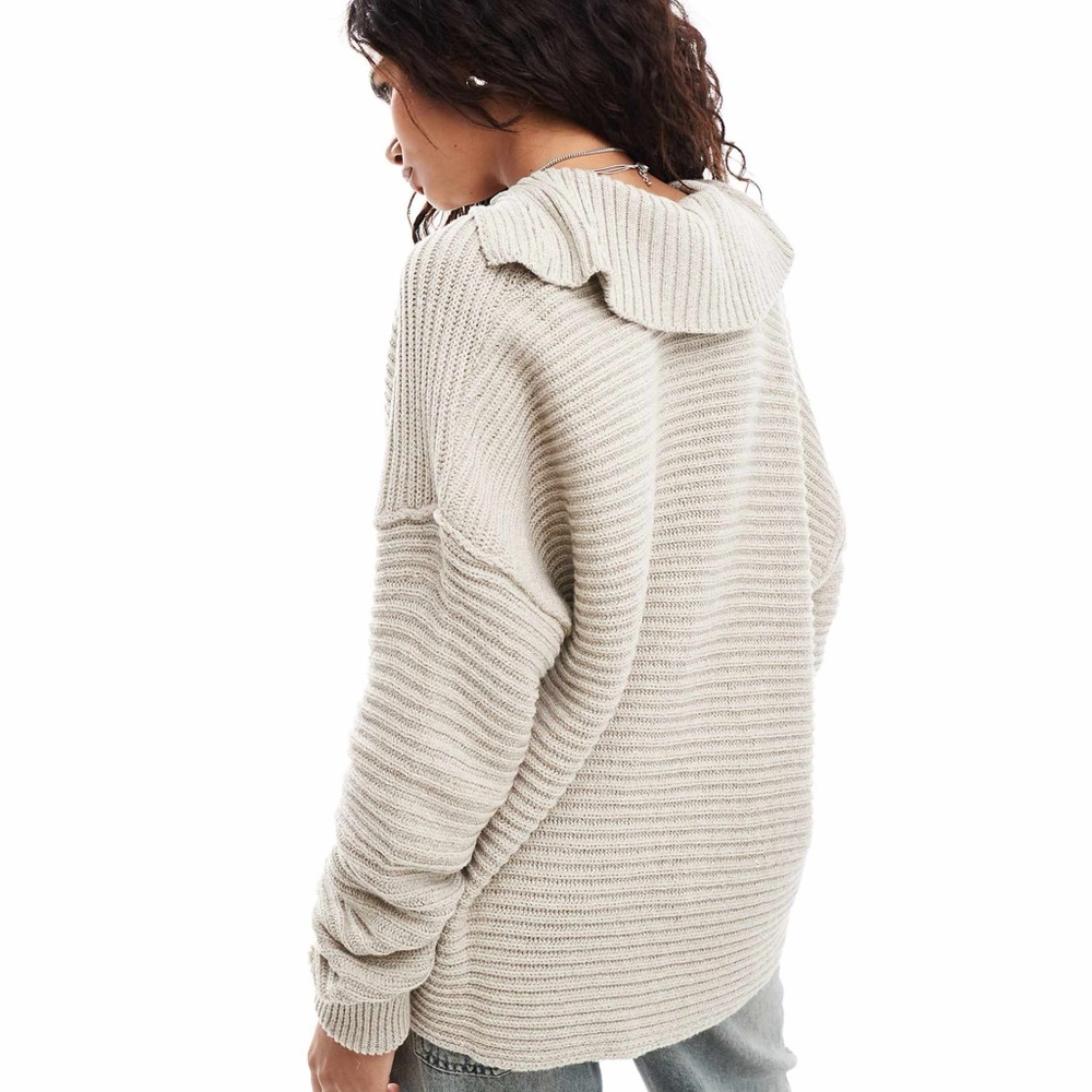 ✨HOST PICK✨ Free People Marlie beige Knit Deep Ribbed Pullover Sweater Medium - Picture 6 of 10